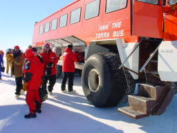 Ivan the Tera Bus, ready to take us to McMurdo  (click to enlarge; 1.41 MB)