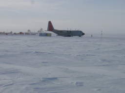 An LC-130 stranded at South Pole awaiting an engine replacement (click to enlarge; 1.18 MB)