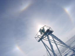 Sun dogs and arcs, with the GTOWER in the foreground (click to enlarge; 1.17 MB)