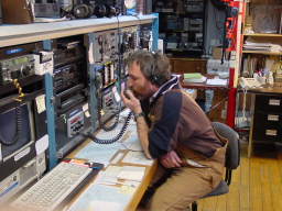 Paolo communicating via HF radio to Dome C (click to enlarge; 1.48 MB)