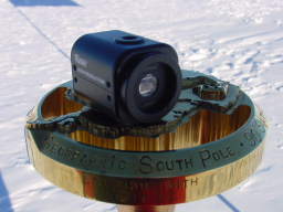 The Watec camera on the South Pole marker (click to enlarge; 1.23 MB)