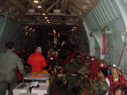 Inside the C-141 on the trip from McMurdo to Christchurch (click to enlarge; 1.28 MB)