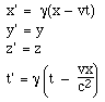 Lorentz transformation equations