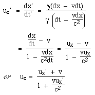 velocity addition equations