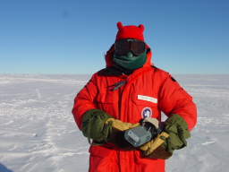 Michael holding the Andor CCD camera (click to enlarge; 1.22 MB)